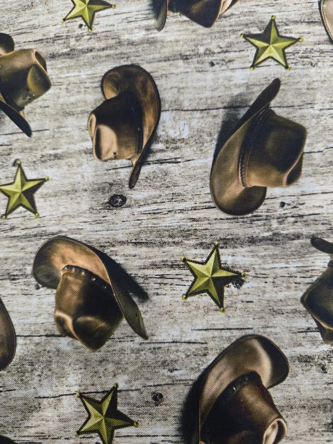 Spurs & Spirits Western Fabric | Cowboy Hats & Badges