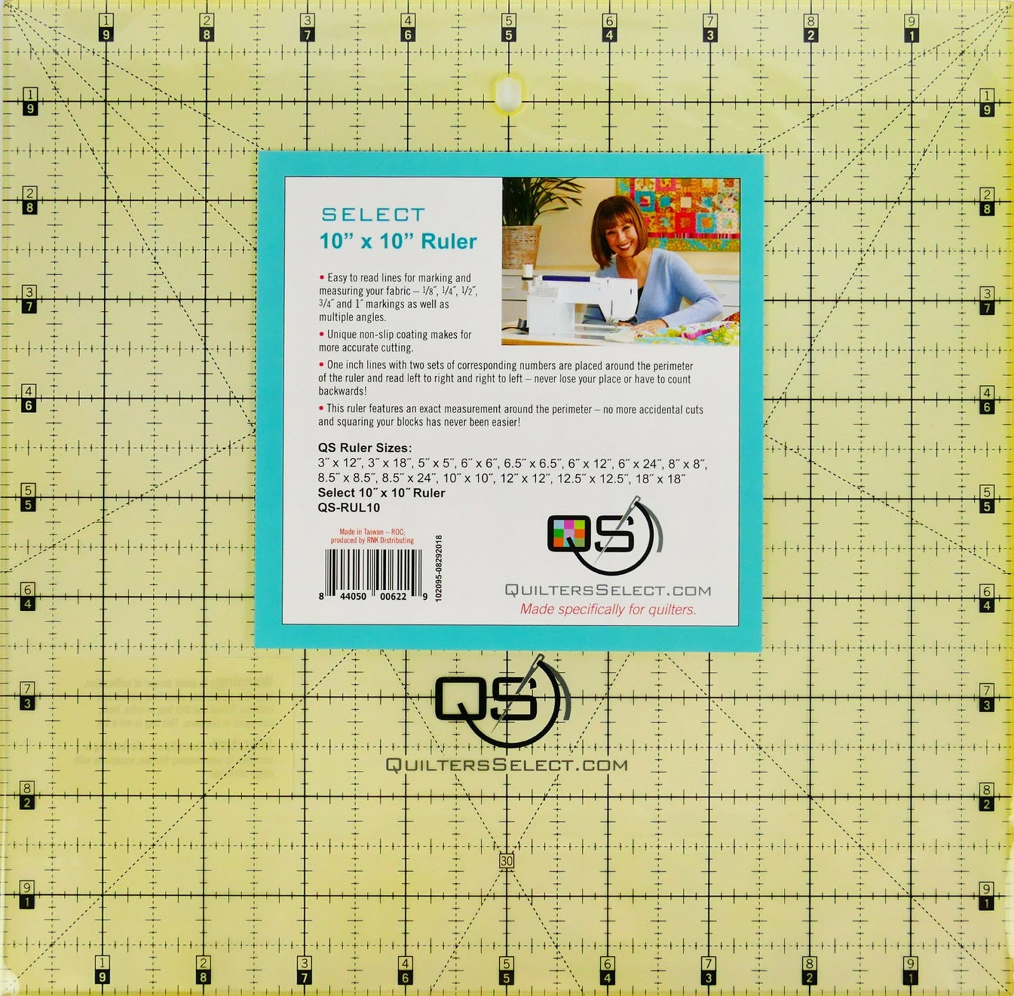 Quilters Select | Non-Slip Ruler | 10 X 10