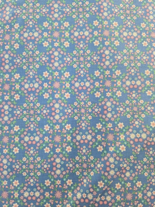 Poppie Cotton | Blooms and Vines | Blue Background