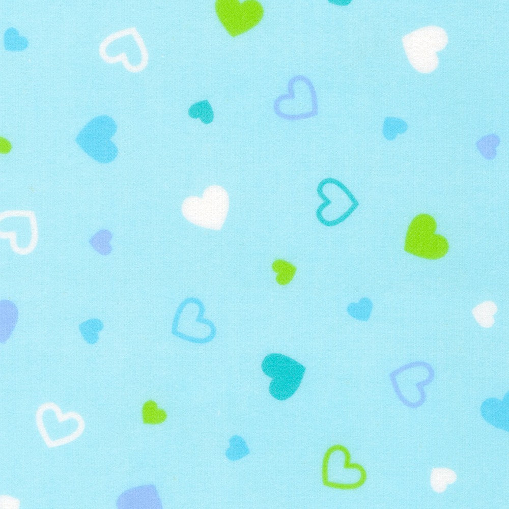 KAUFMAN | Cozy Cotton Flannel | Blue w/Hearts